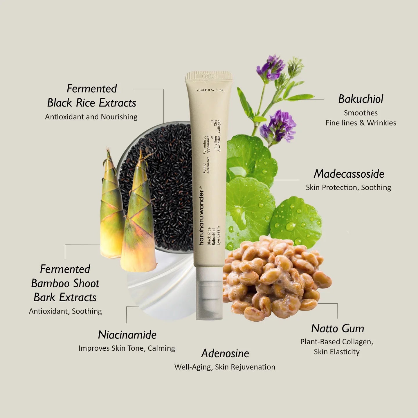 HARUHARU WONDER Black Rice Bakuchiol Eye Cream - 20ml Hanyori Skin