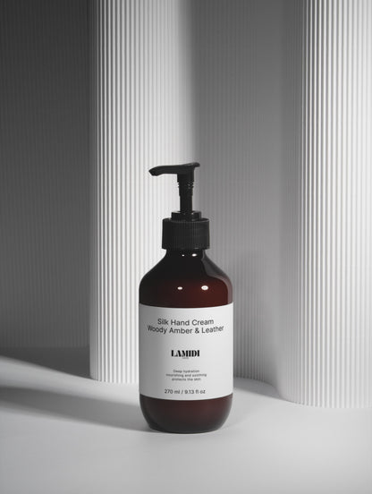 Silk Hand Cream, Woody Amber & Leather Lamidibeauty