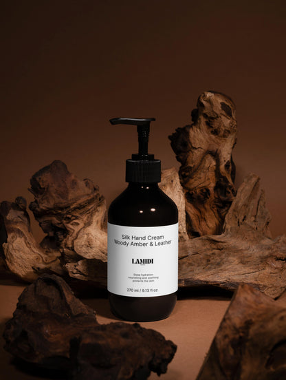 Silk Hand Cream, Woody Amber & Leather Lamidibeauty