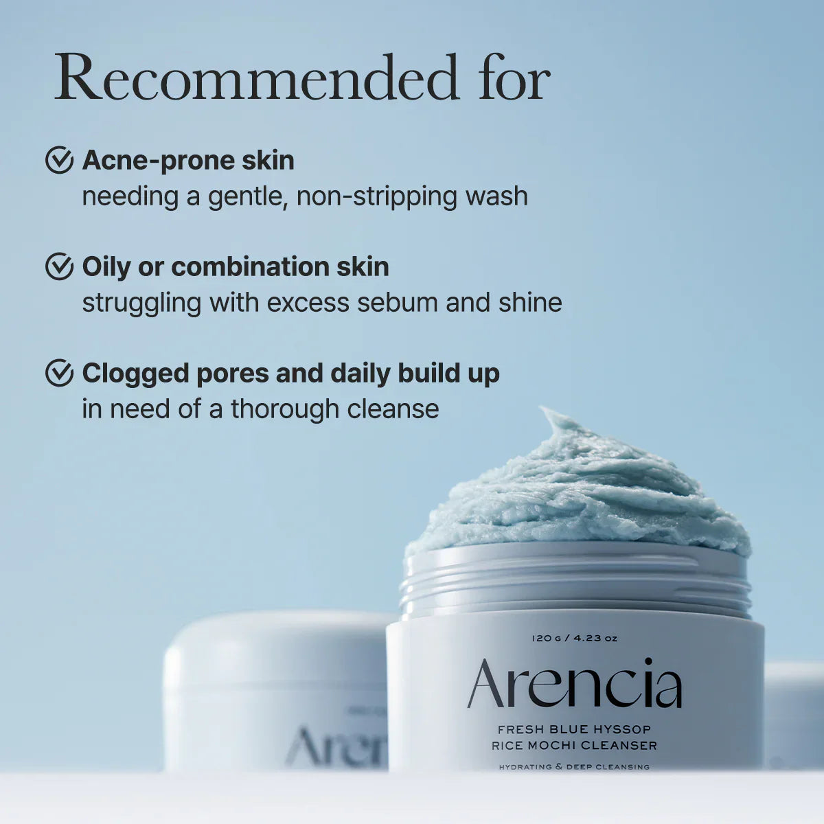 ARENCIA Fresh Blue Hyssop Rice Mochi Cleanser - 120g Hanyori Skin