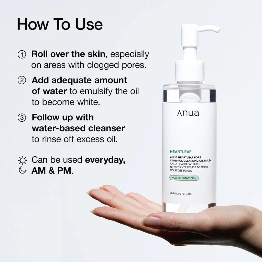 ANUA Heartleaf Pore Control Cleansing Oil Mild - 200ml Hanyori Skin