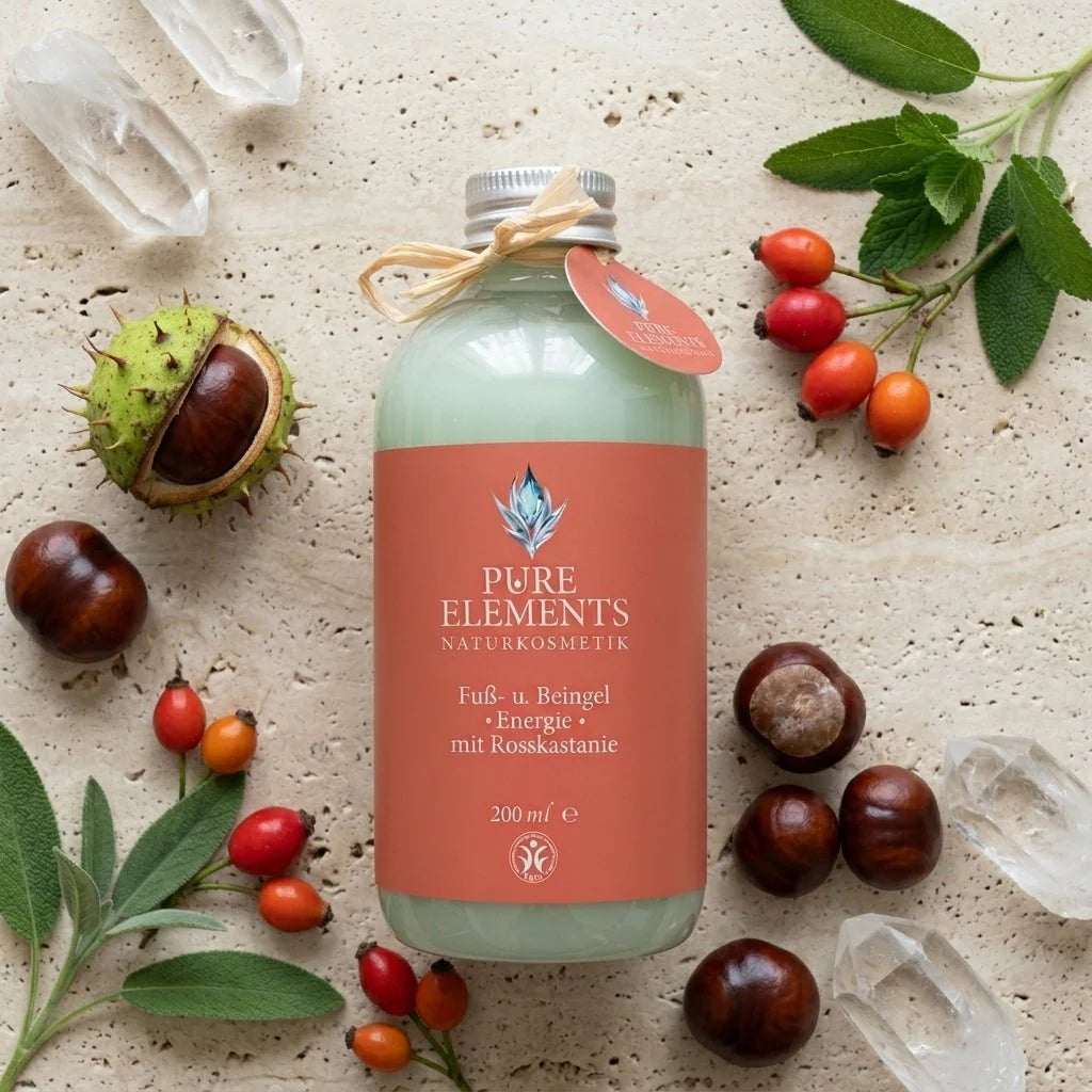 Fuß- und Beingel •Energie• mit Rosskastanie & Hagebuttenkernöl | Kühlende Naturkosmetik Pure Elements Naturkosmetik