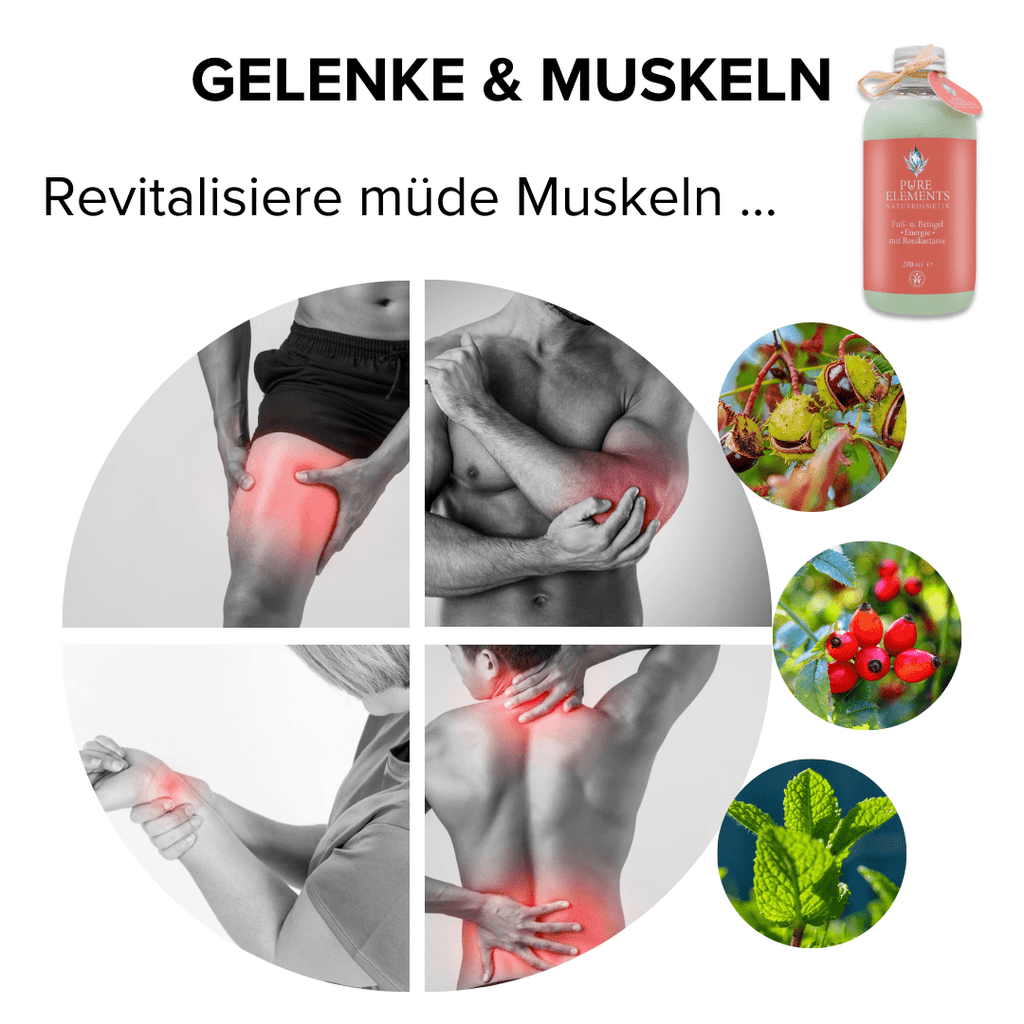 Fuß- und Beingel •Energie• mit Rosskastanie & Hagebuttenkernöl | Kühlende Naturkosmetik Pure Elements Naturkosmetik