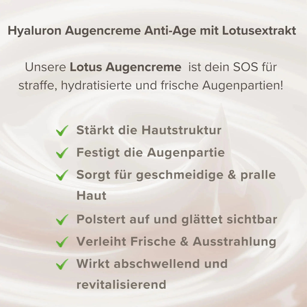Hyaluron Augencreme •Anti Age• mit Lotusextrakt Pure Elements Naturkosmetik