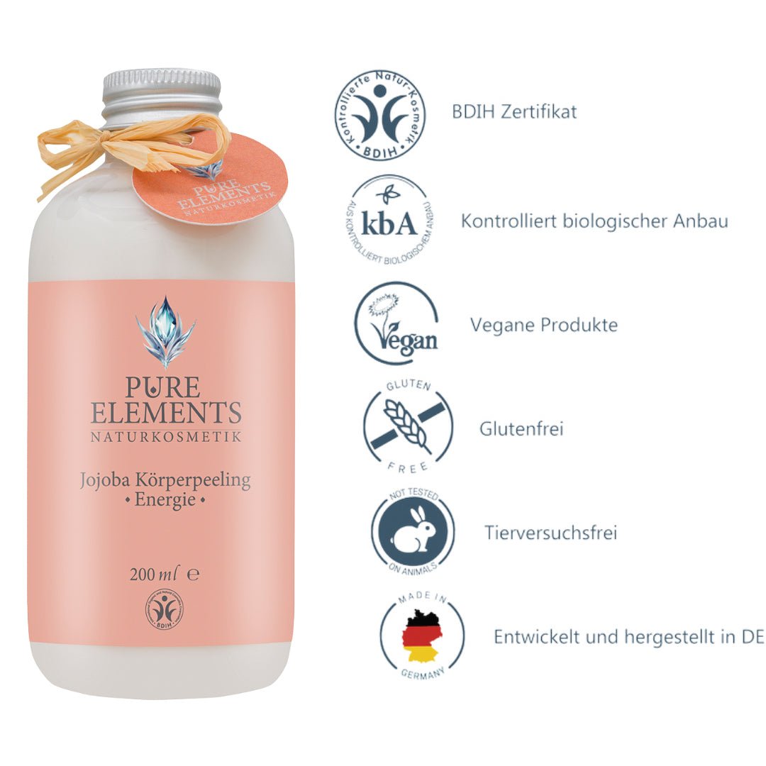 Jojoba Körperpeeling •Energie• Pure Elements Naturkosmetik