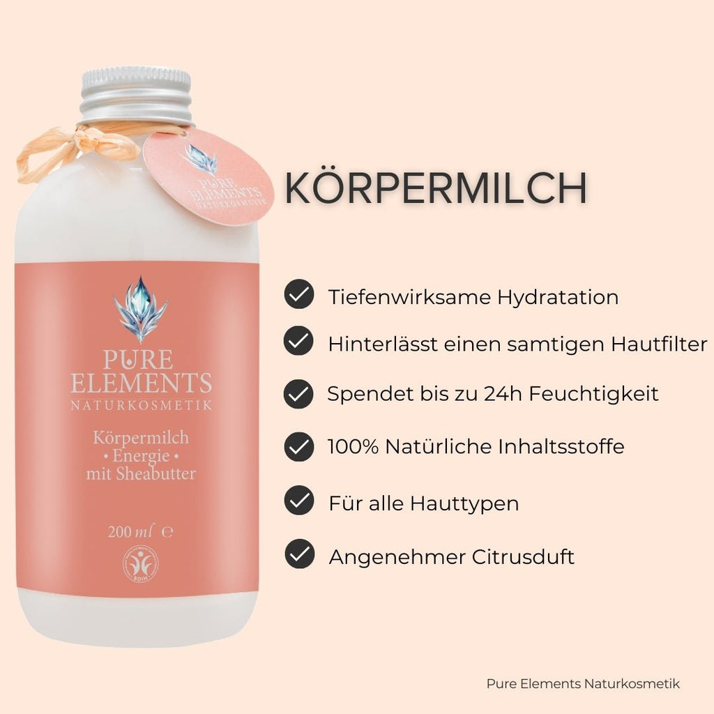 Körpermilch •Energie• mit Sheabutter Pure Elements Naturkosmetik