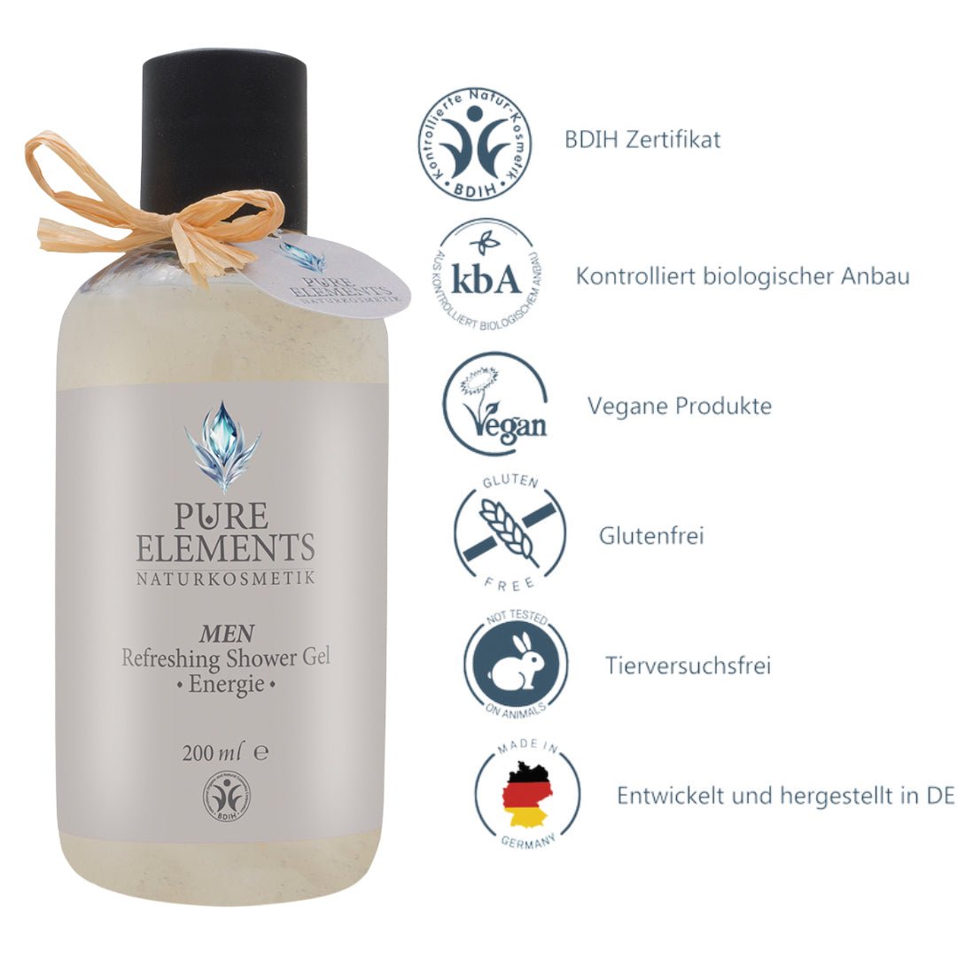 MEN Refreshing Shower Gel •Energie• Pure Elements Naturkosmetik