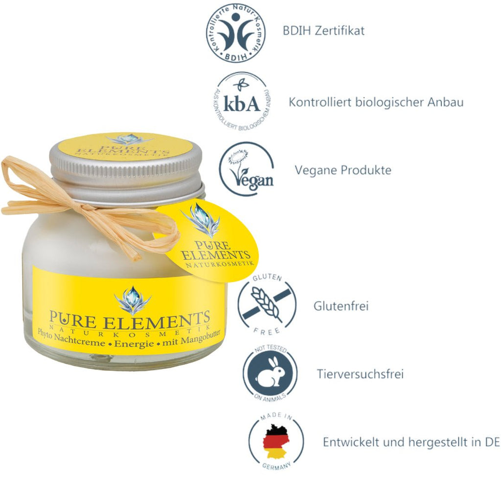 Phyto Nachtcreme •Energie• mit Mangobutter Pure Elements Naturkosmetik