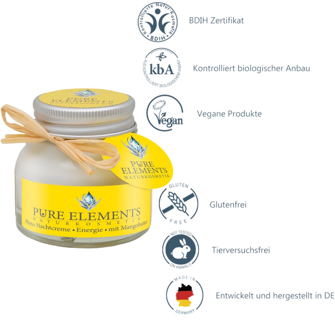 Phyto Nachtcreme •Energie• mit Mangobutter Pure Elements Naturkosmetik