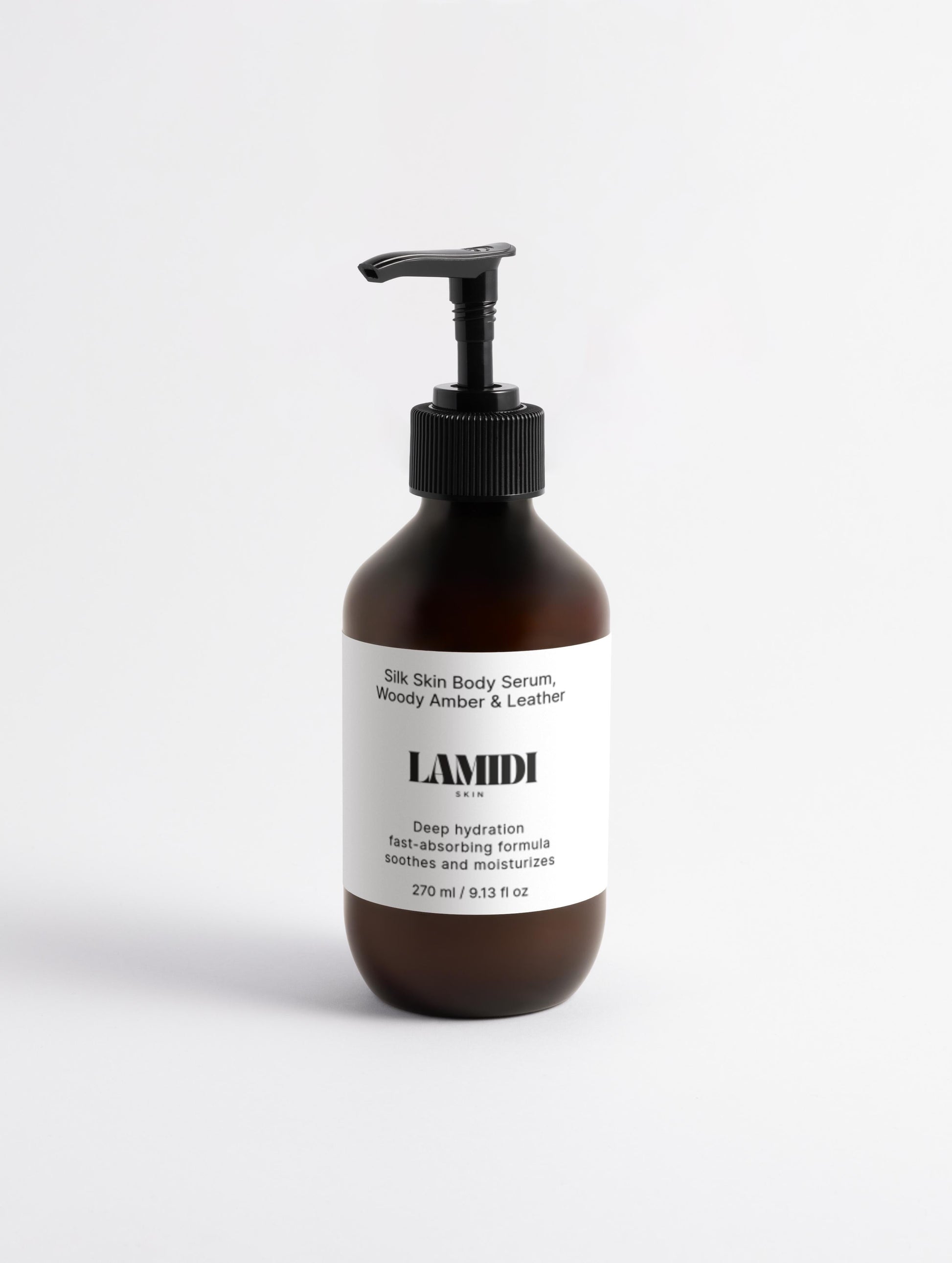 Silk Skin Body Serum, Woody Amber & Leather Lamidibeauty