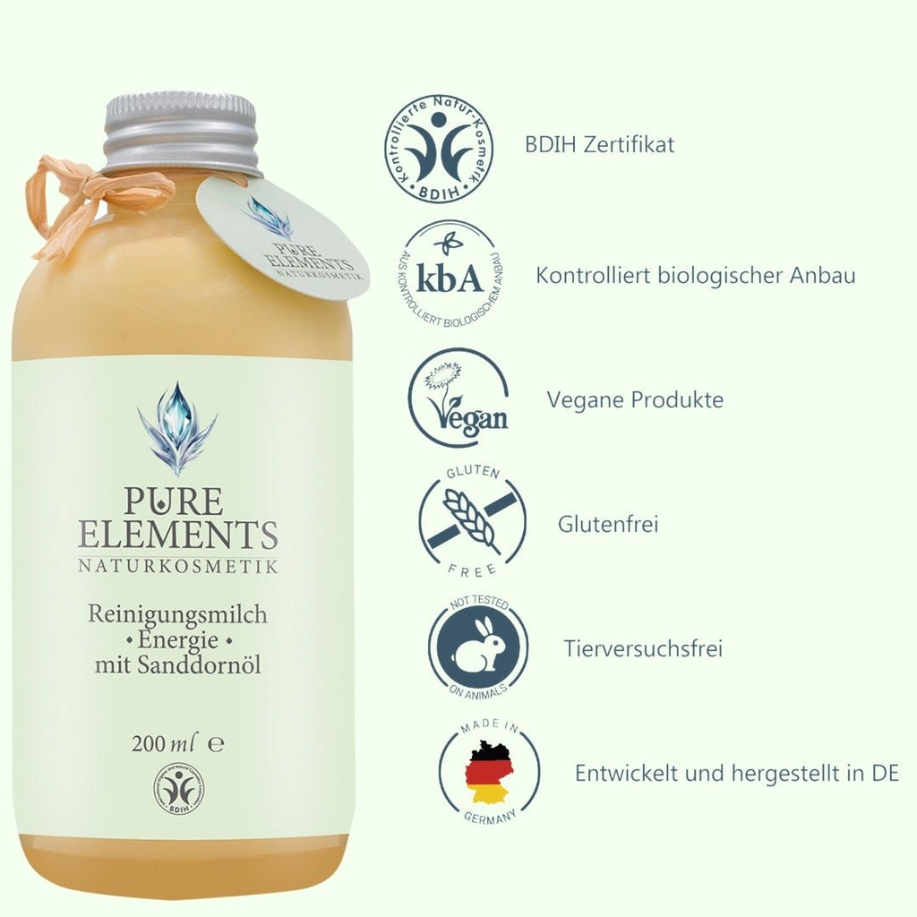 Reinigungsmilch •Energie• mit Sanddornöl Pure Elements Naturkosmetik