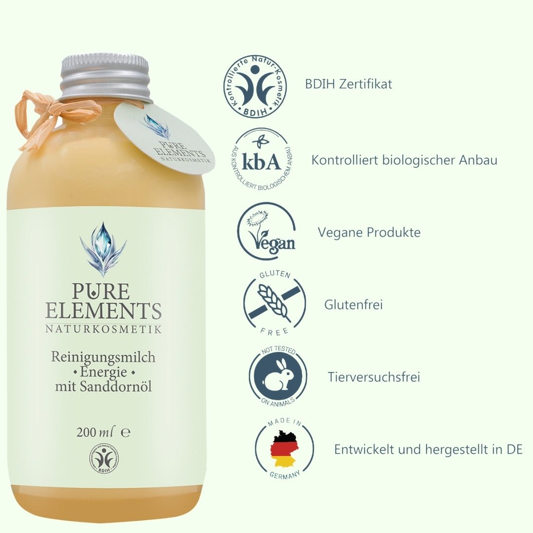 Reinigungsmilch •Energie• mit Sanddornöl Pure Elements Naturkosmetik