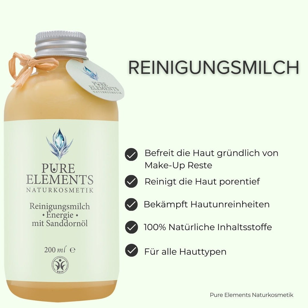 Reinigungsmilch •Energie• mit Sanddornöl Pure Elements Naturkosmetik