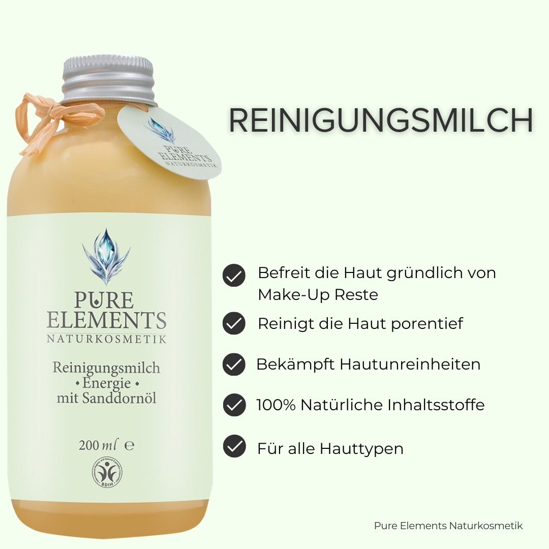 Reinigungsmilch •Energie• mit Sanddornöl Pure Elements Naturkosmetik