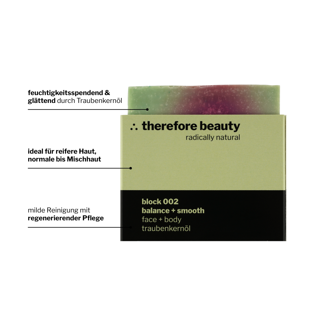 block 002 — nährende Pflegeseife mit Traubenkernöl für reife Haut ∴ therefore beauty