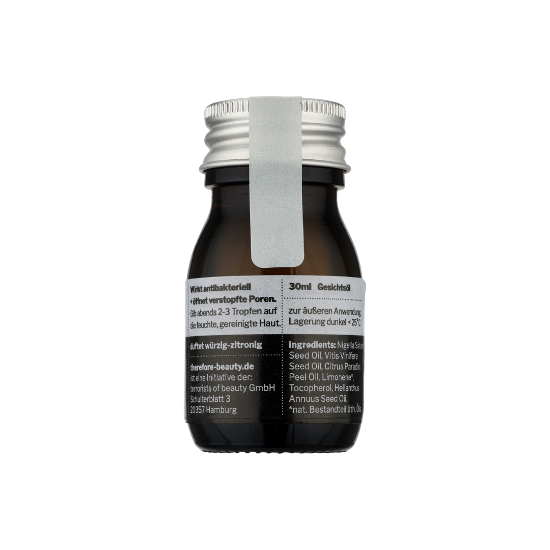 balm 001 | Gesichtsöl mit Schwarzkümmelöl | für unreine Haut | gegen Pickel + Akne ∴ therefore beauty