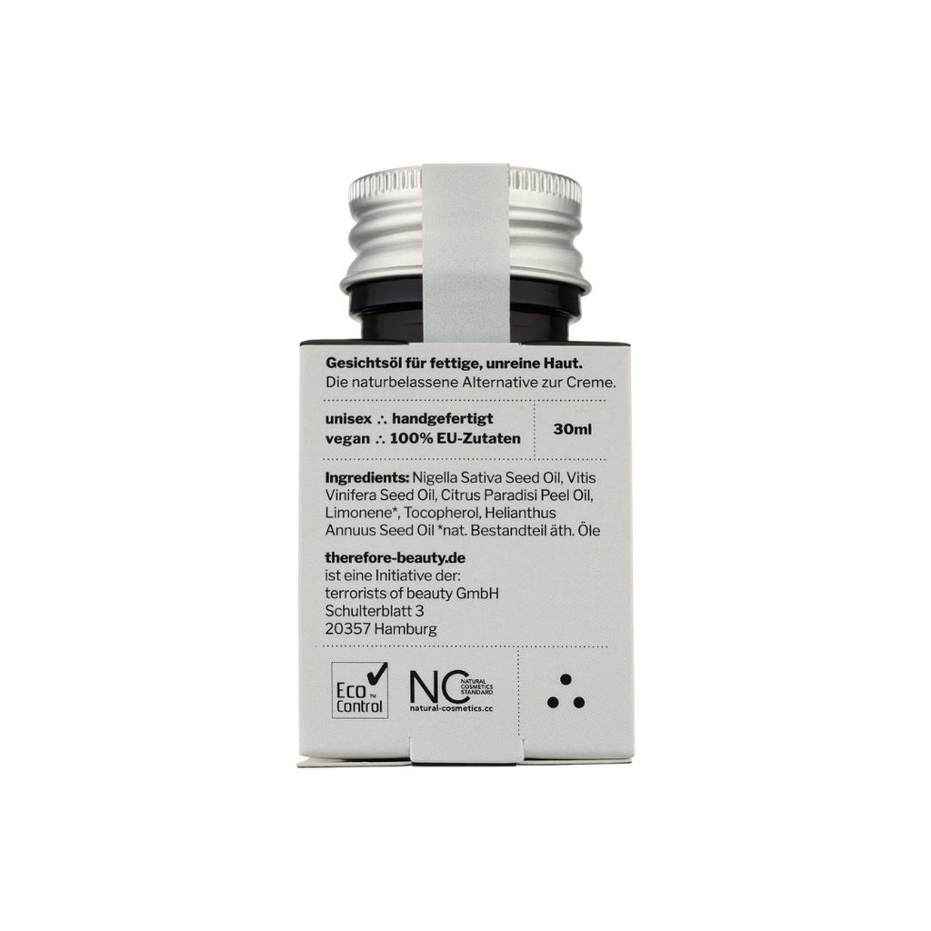 balm 001 | Gesichtsöl mit Schwarzkümmelöl | für unreine Haut | gegen Pickel + Akne ∴ therefore beauty