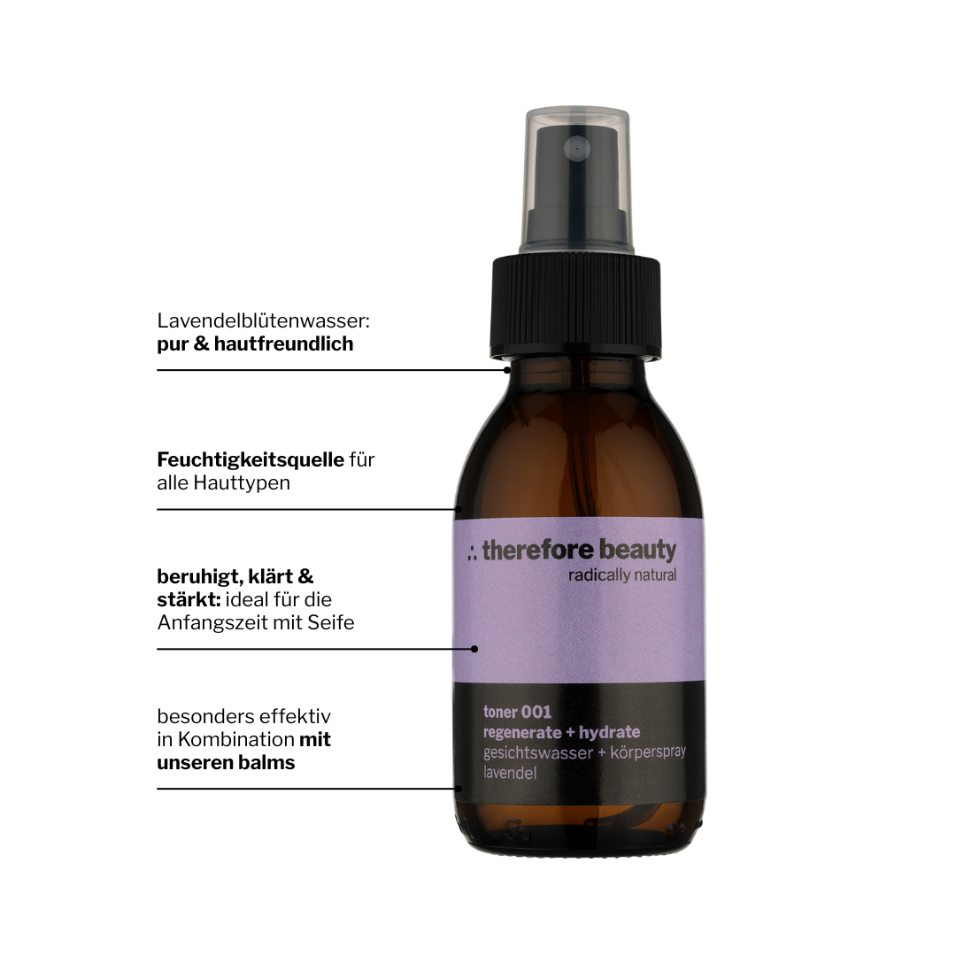 toner 001 —  Hydratisierung und Beruhigung für Haut + Haar nach der Reinigung ∴ therefore beauty