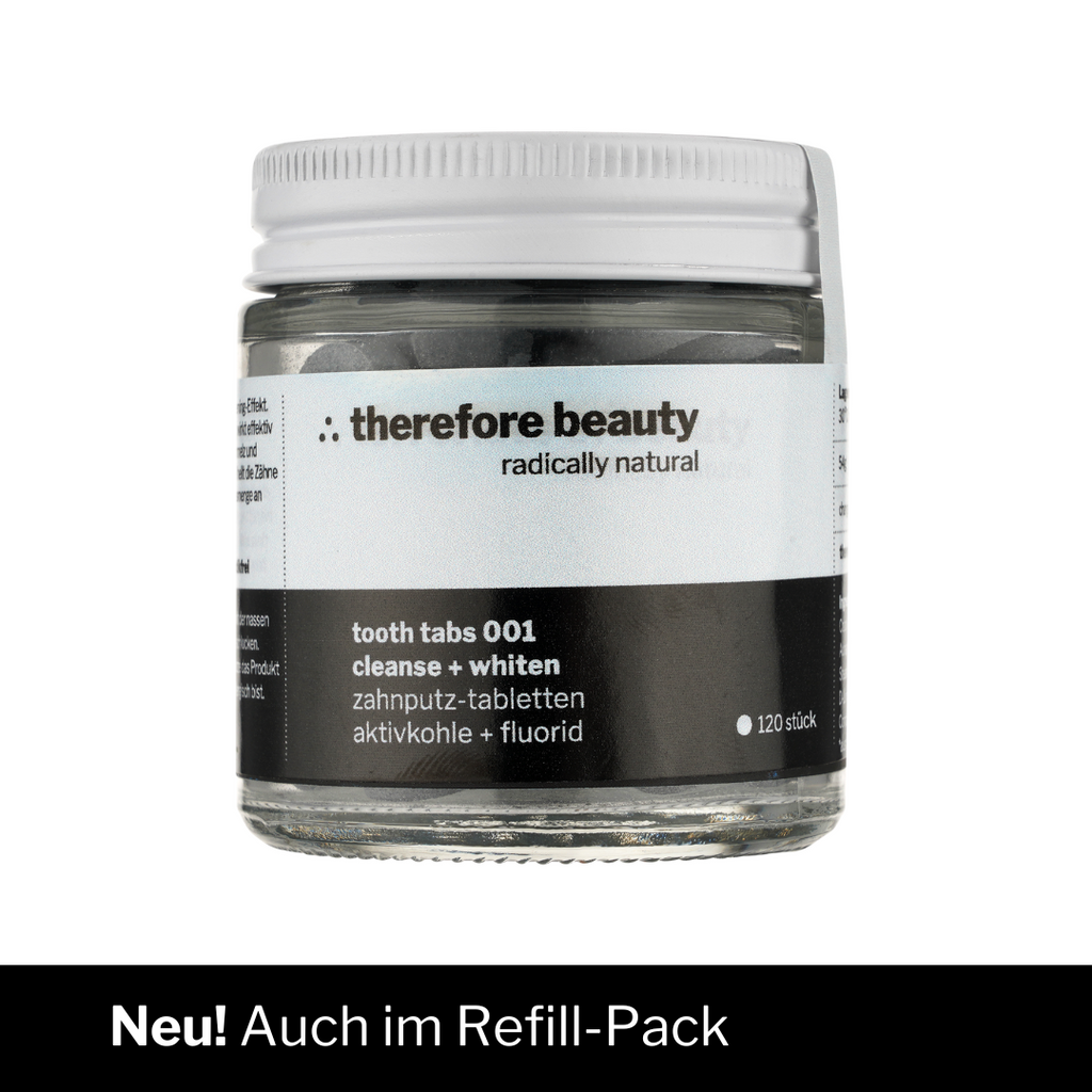 tooth tabs 001 | feste Zahnpasta mit Aktivkohle | für sanfte Aufhellung der Zähne ∴ therefore beauty