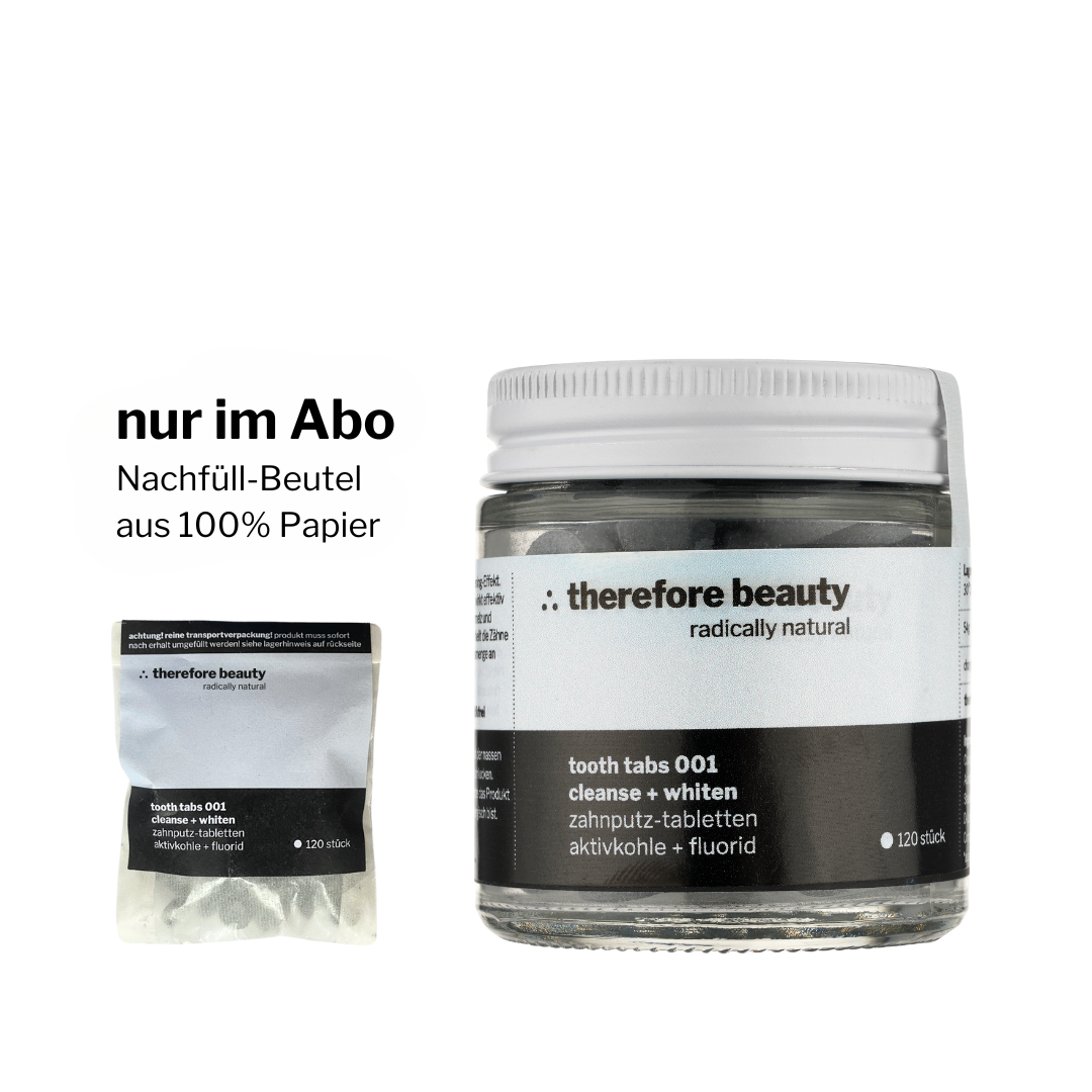 tooth tabs 001 | feste Zahnpasta mit Aktivkohle | für sanfte Aufhellung der Zähne ∴ therefore beauty