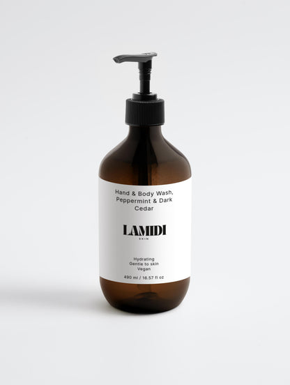 Hand & Body Wash, Peppermint & Dark Cedar Lamidibeauty